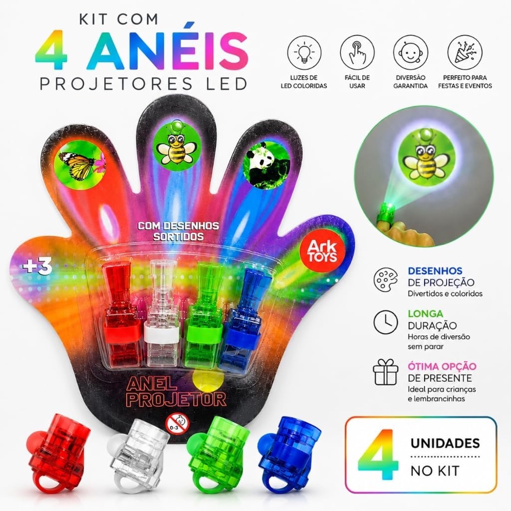 Kit 4 Anéis Projetores de LED 3