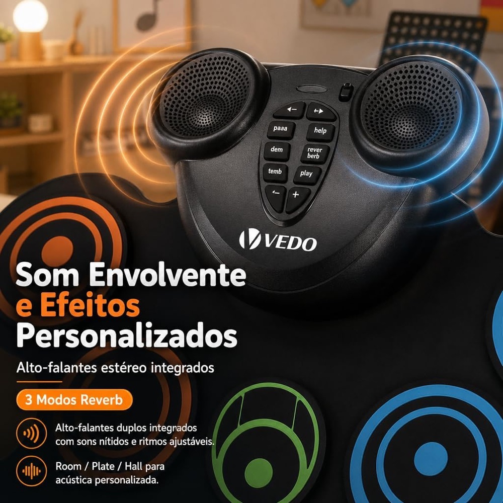 Bateria Eletrônica Infantil com Fone 2
