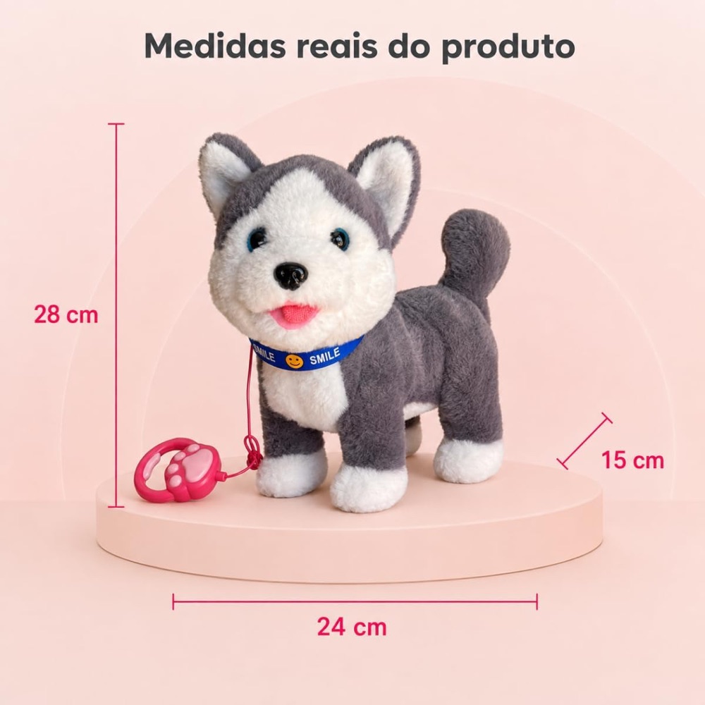 Cachorrinho Husky Interativo que Anda e Repete 3