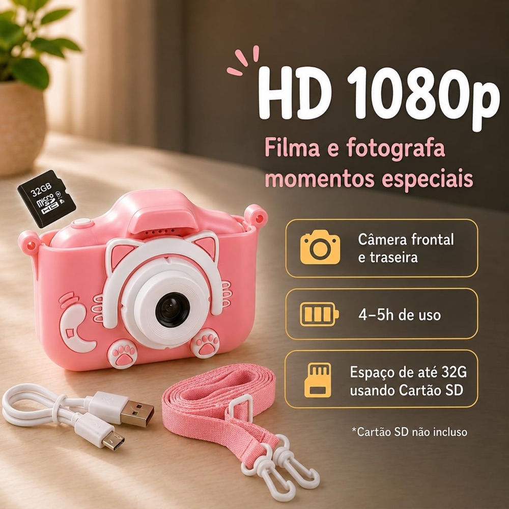 Câmera Digital Infantil Gatinho 3