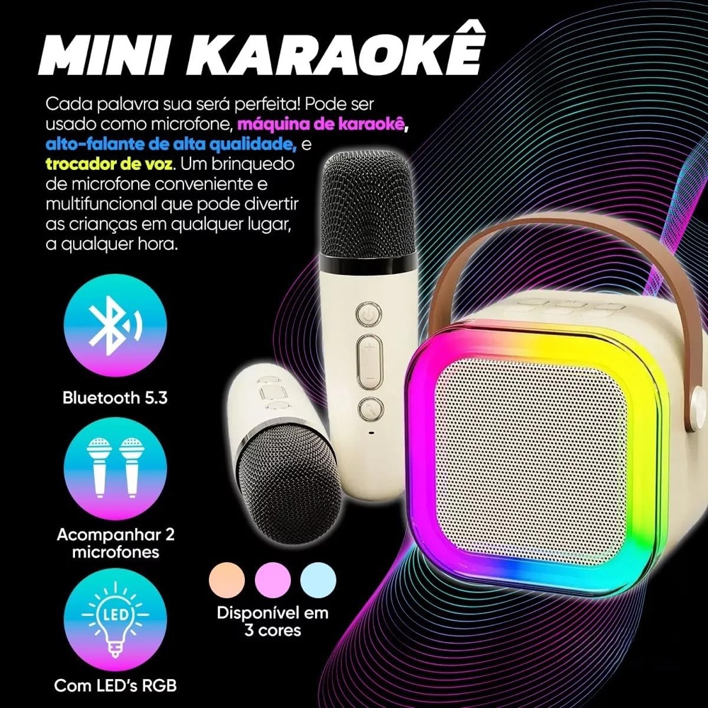 Karaokê Infantil com 2 Microfones 2