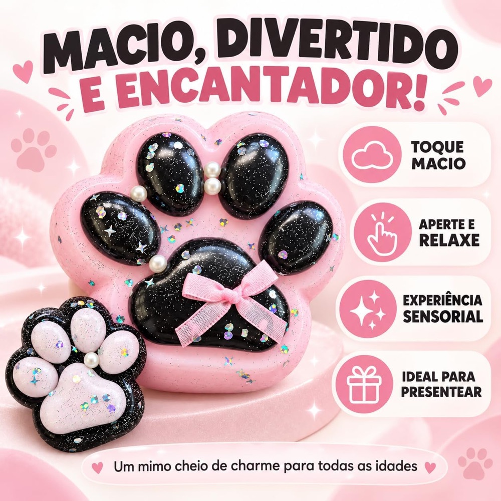Kit 2 Squishy Patinha de Gato (grande + mini) 2