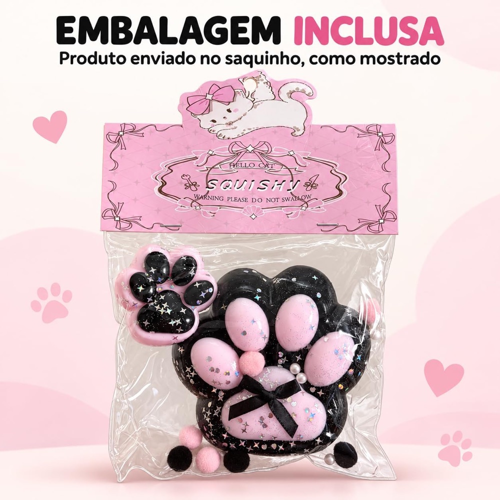 Kit 2 Squishy Patinha de Gato (grande + mini) 4