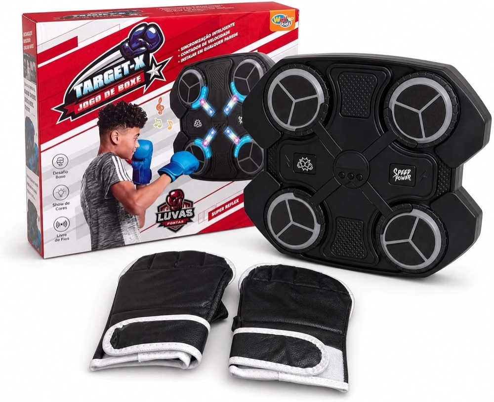 Máquina de Boxe Musical com Luvas