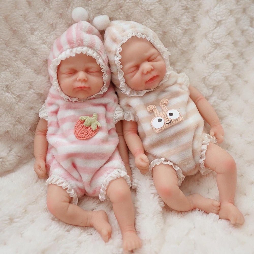 Mini Bebês Reborn Gêmeos de Silicone (15 cm) 2