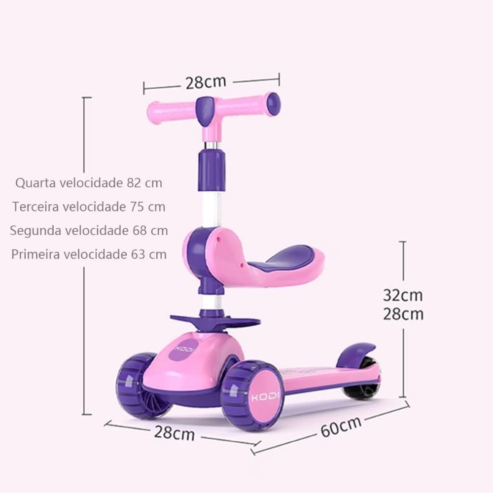 Patinete 3 em 1 com Assento, Luz e Música 3
