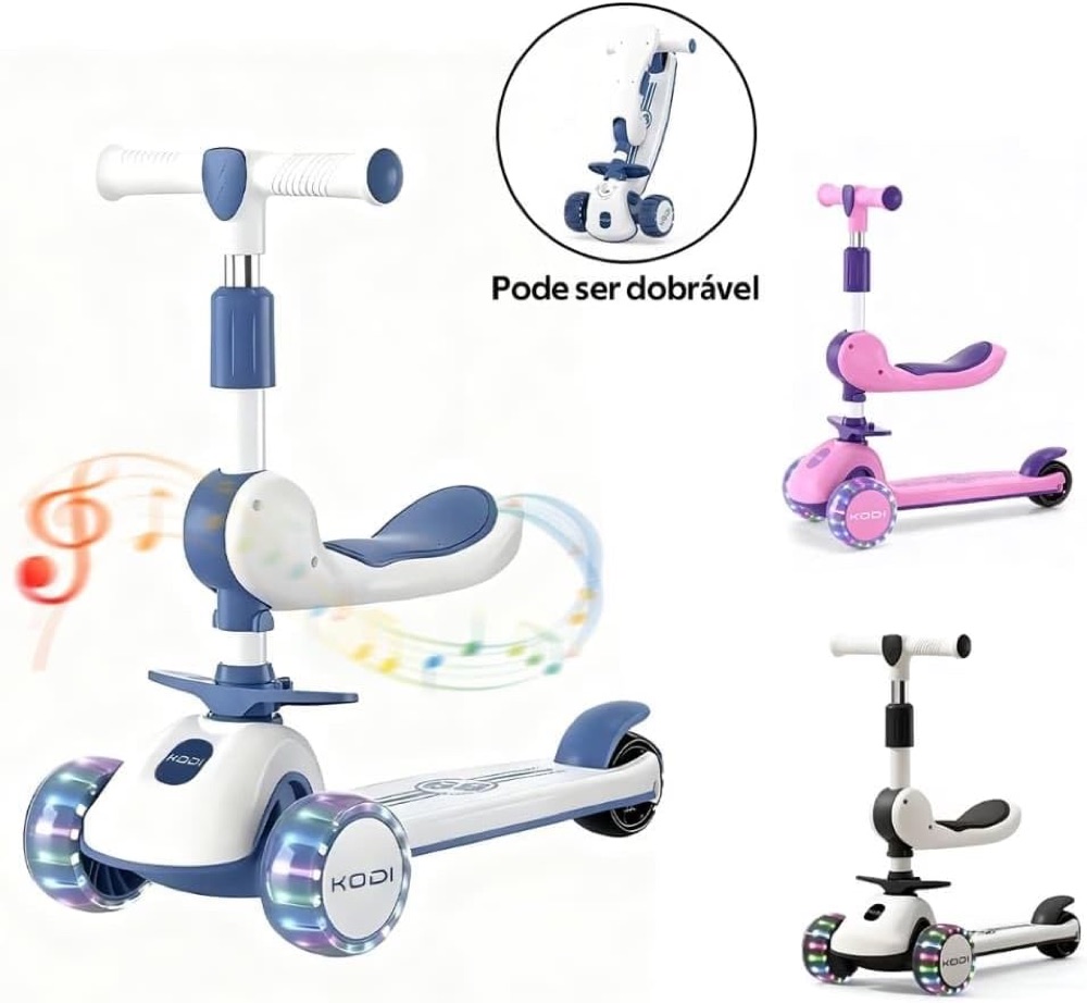 Patinete 3 em 1 com Assento, Luz e Música 4