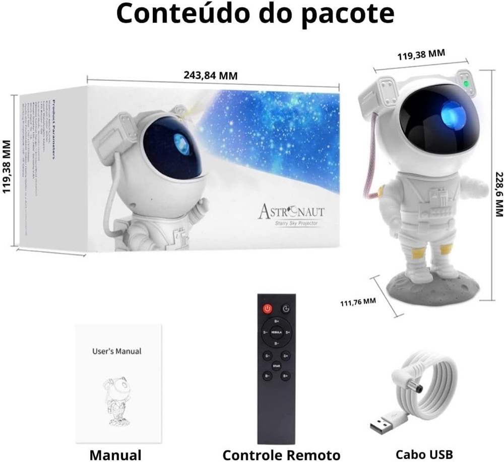 Projetor Astronauta Galáxia com Controle 4