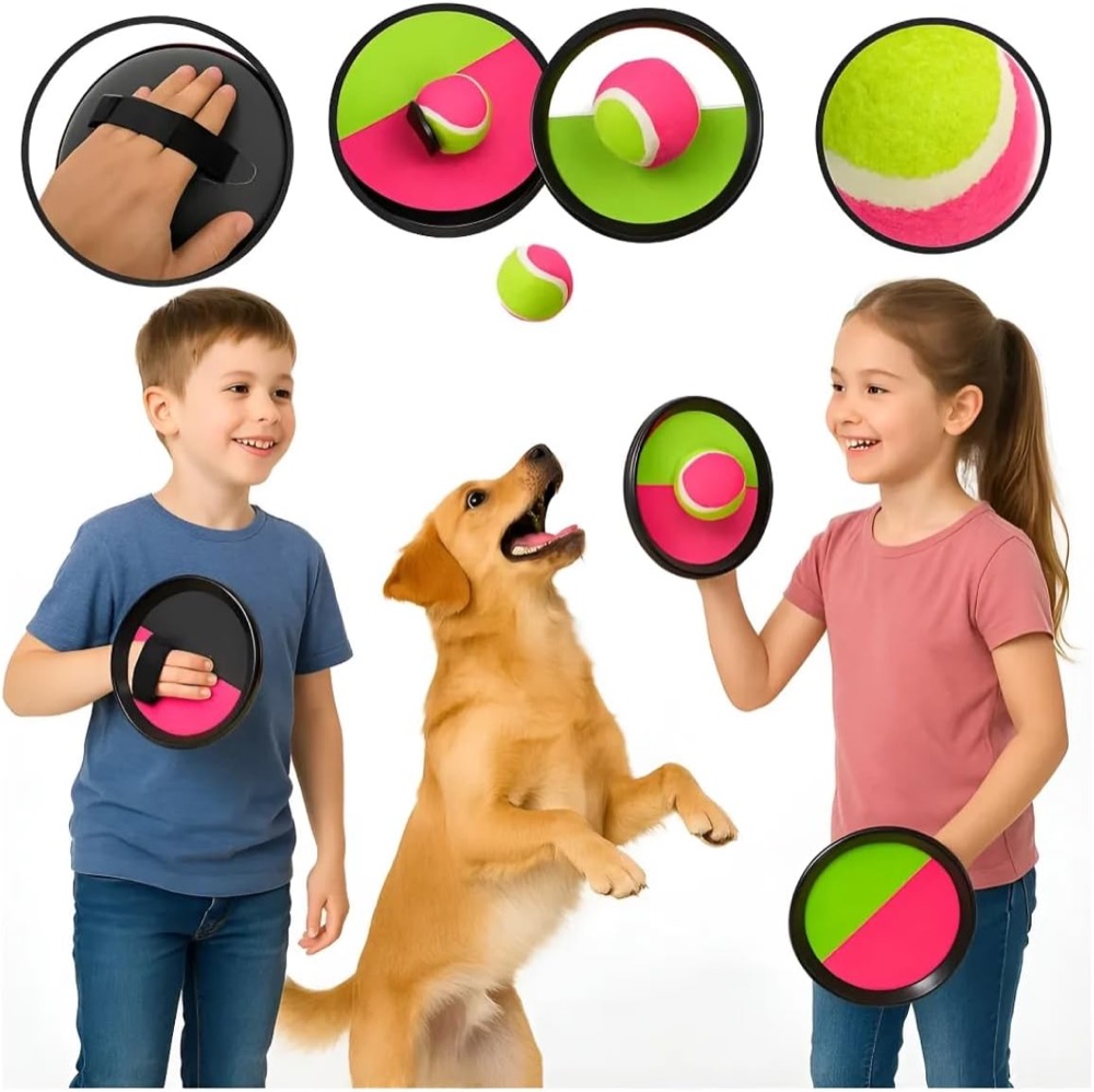 Raquetes de Velcro com Bola que Gruda 2