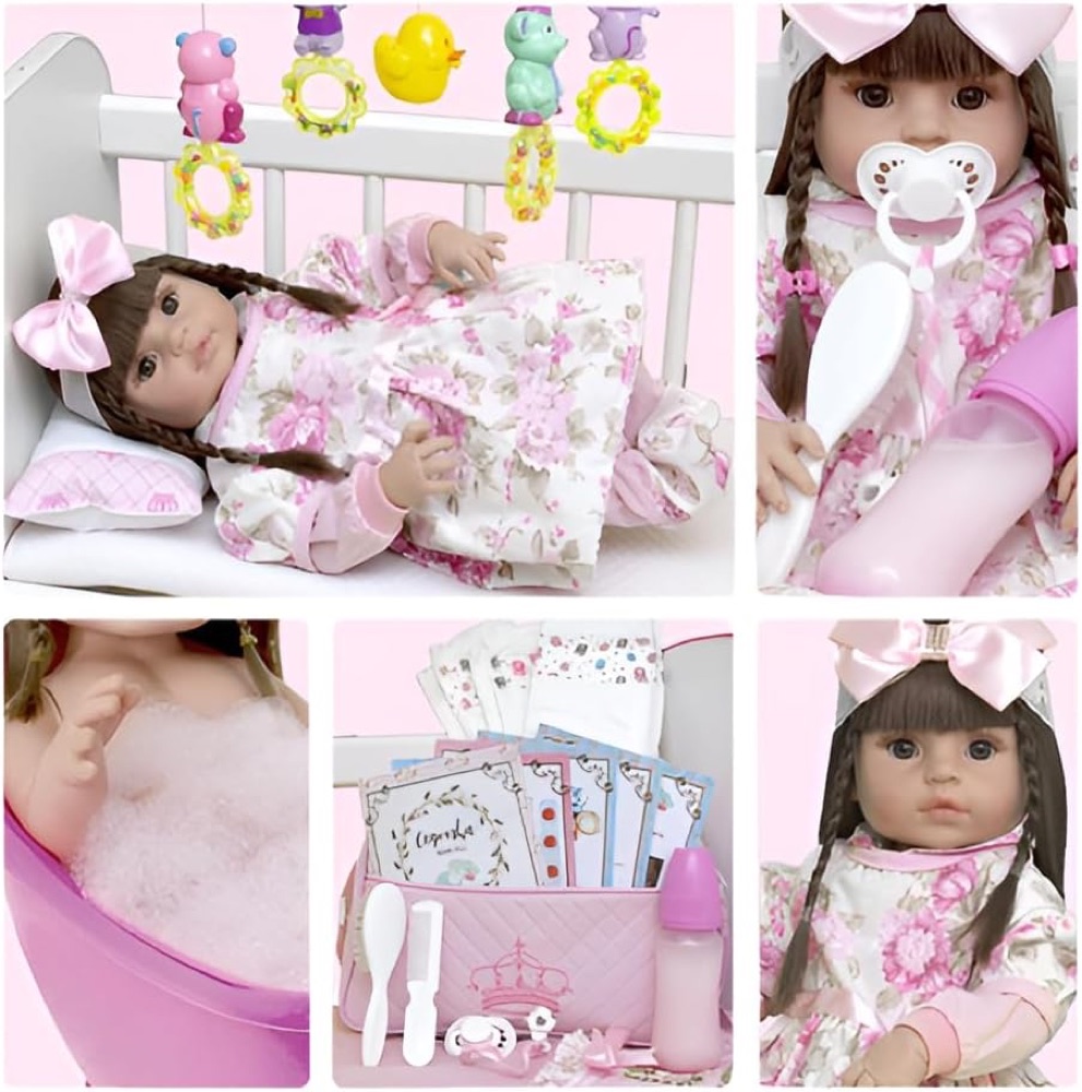 Bebê Reborn de Silicone + Bolsa Maternidade (26 itens)