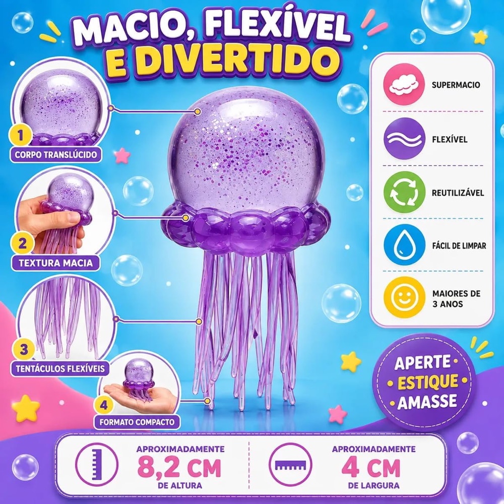 Squishy Água-Viva com Glitter 2