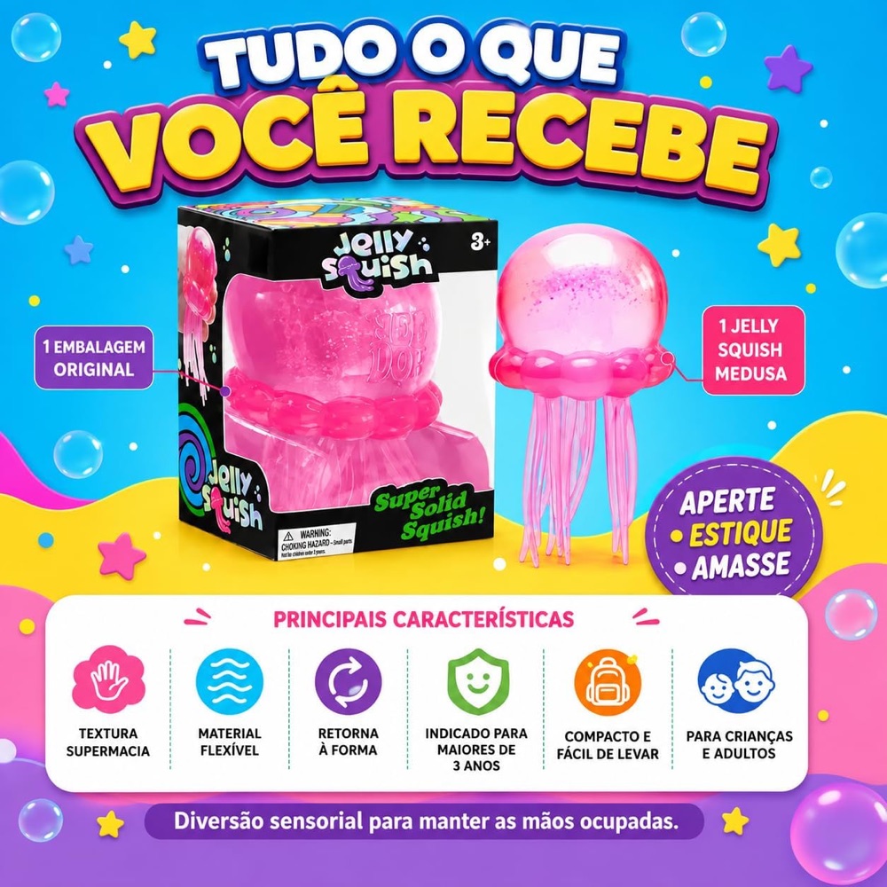 Squishy Água-Viva com Glitter 4