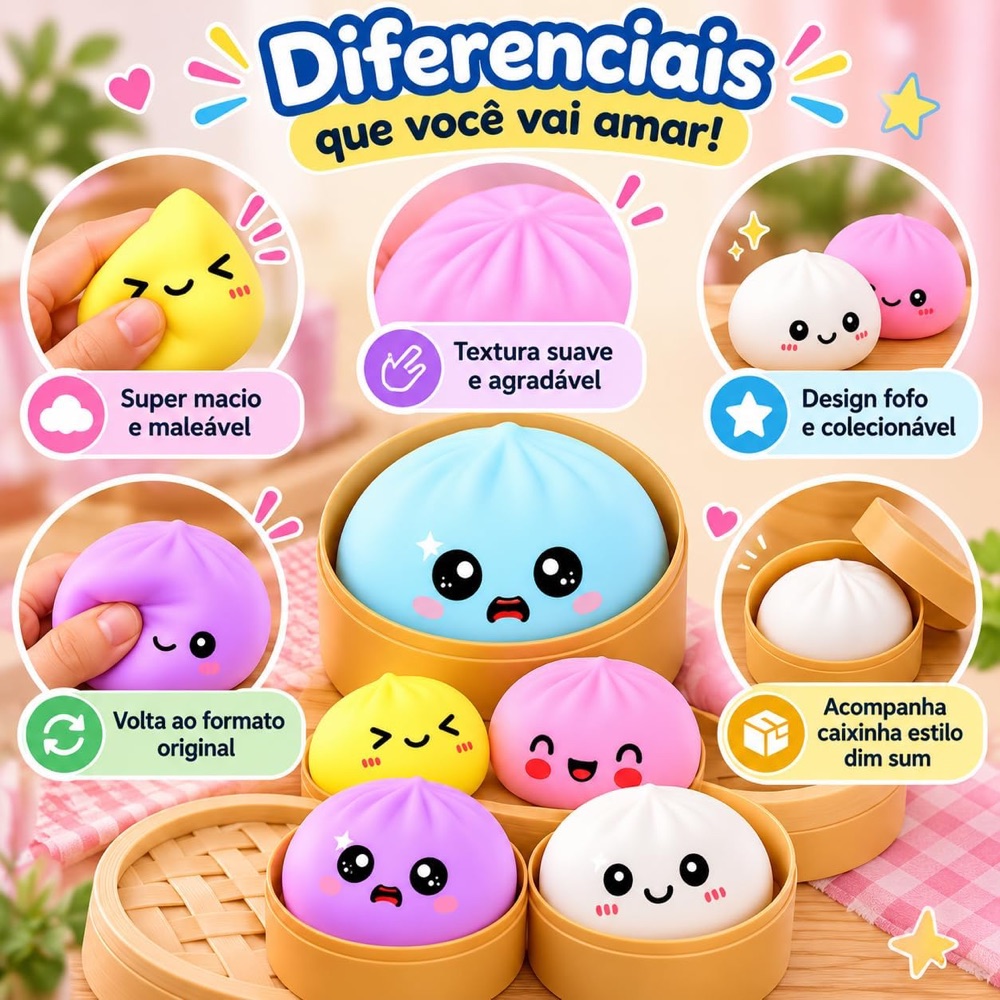 Squishy Dumpling Surpresa com Glitter 3